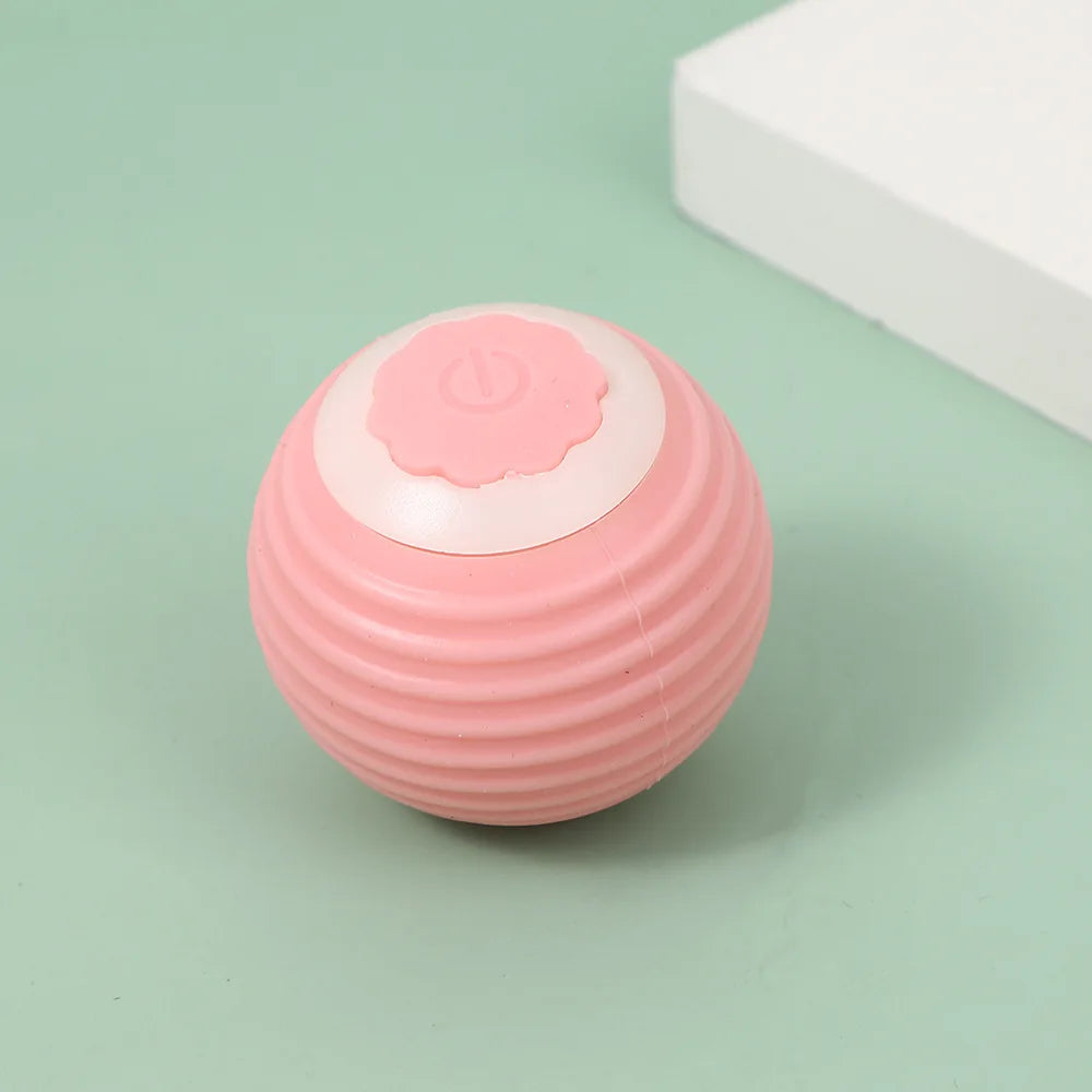 USB-C rechargeable Magic Roller Ball pet toy in pink and blue