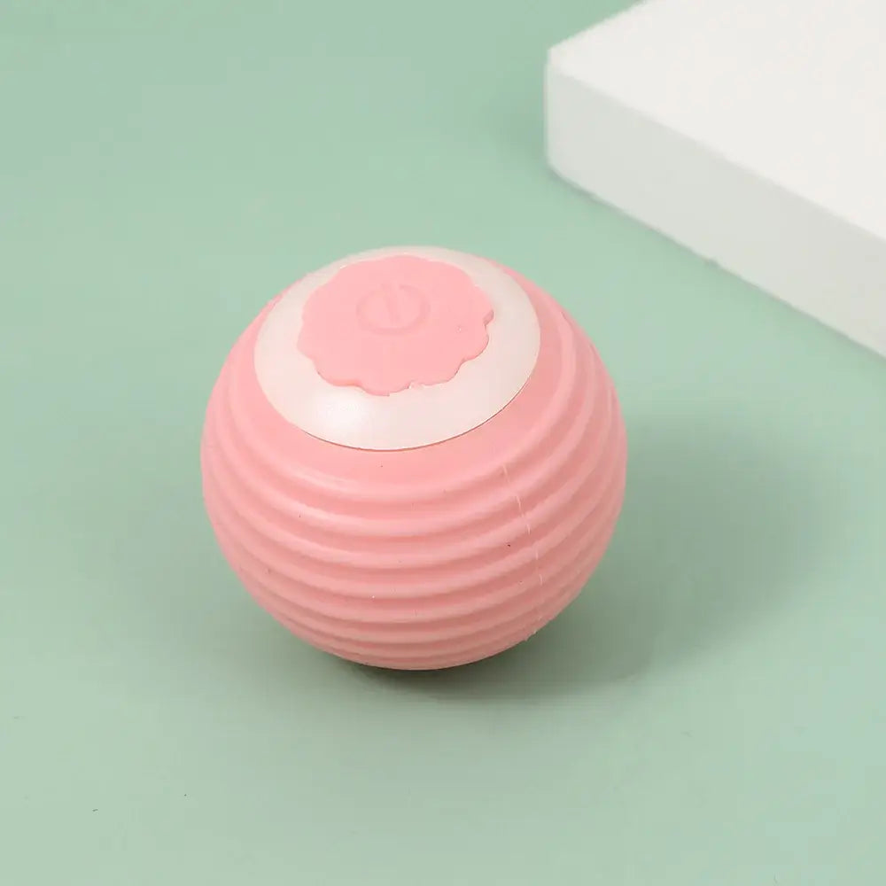 Magic Roller Ball, an interactive auto-rolling toy for pets in a cute pink design, perfect for keeping cats and dogs entertained.